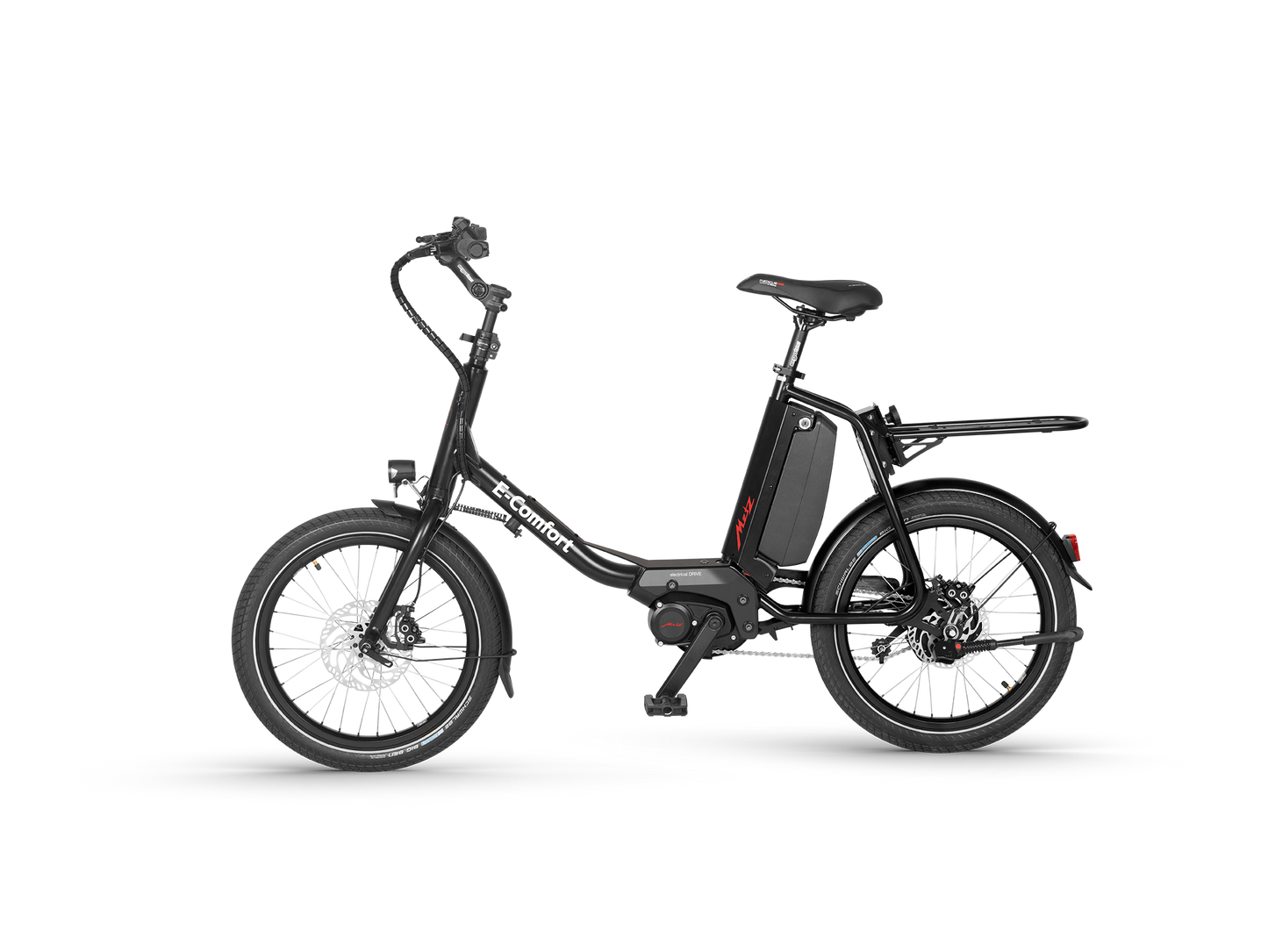 E-Comfort schwarz mit Gepäckträger