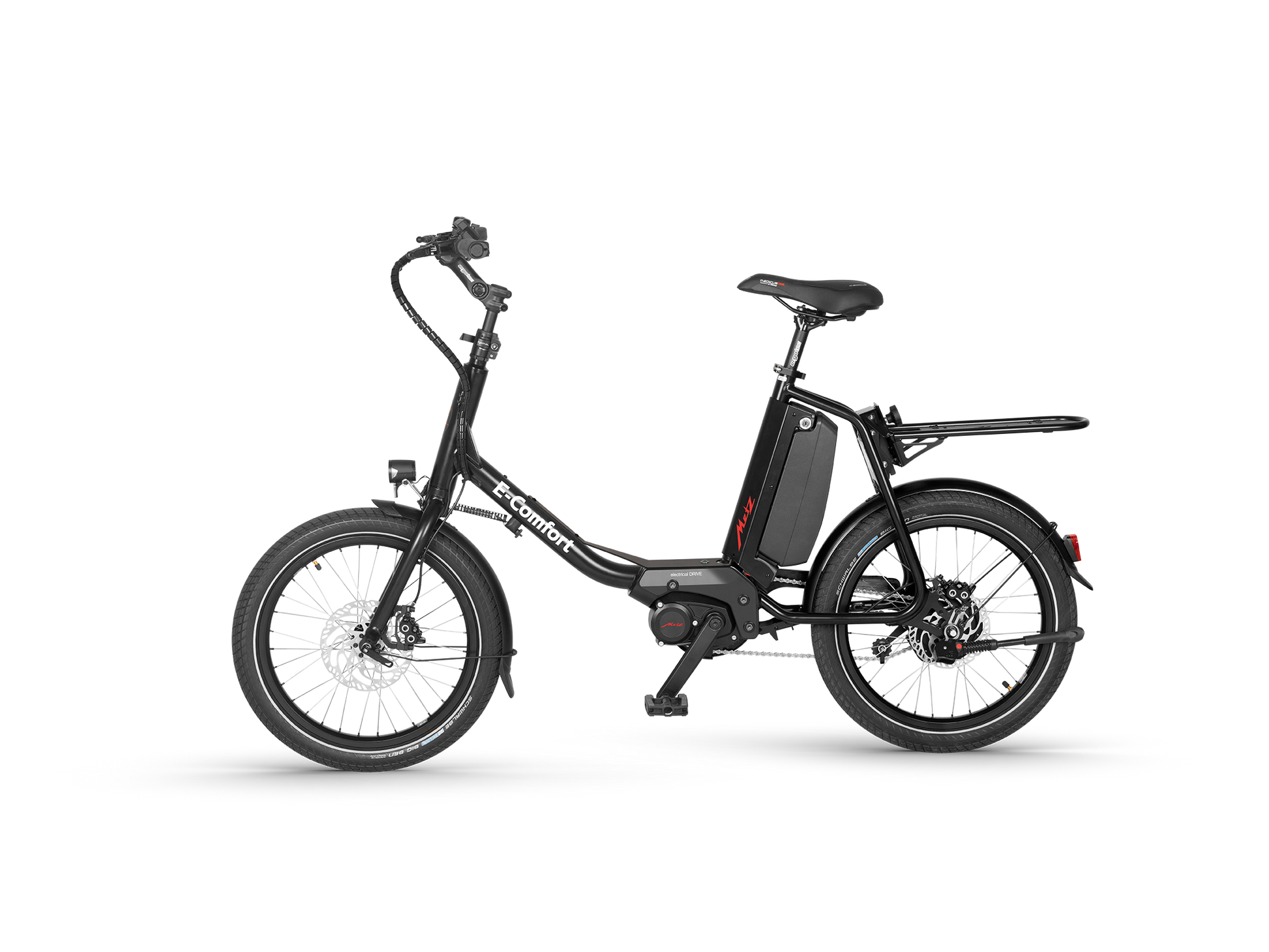 E-Comfort schwarz mit Gepäckträger