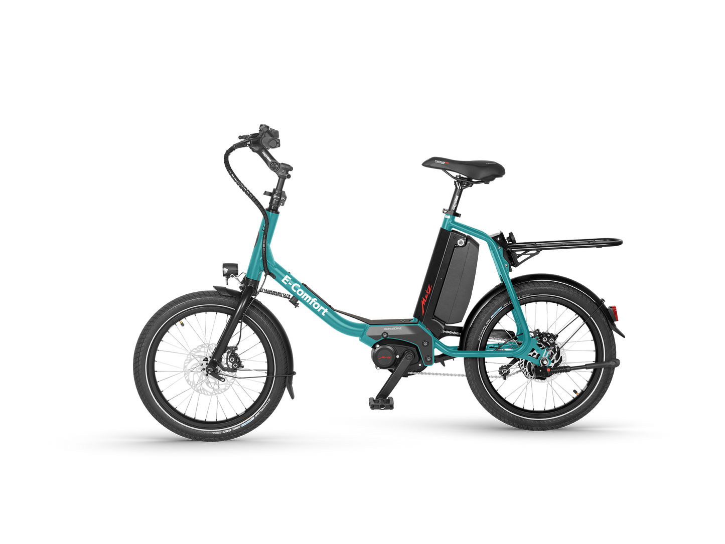 E-Comfort türkis mit Gepäckträger