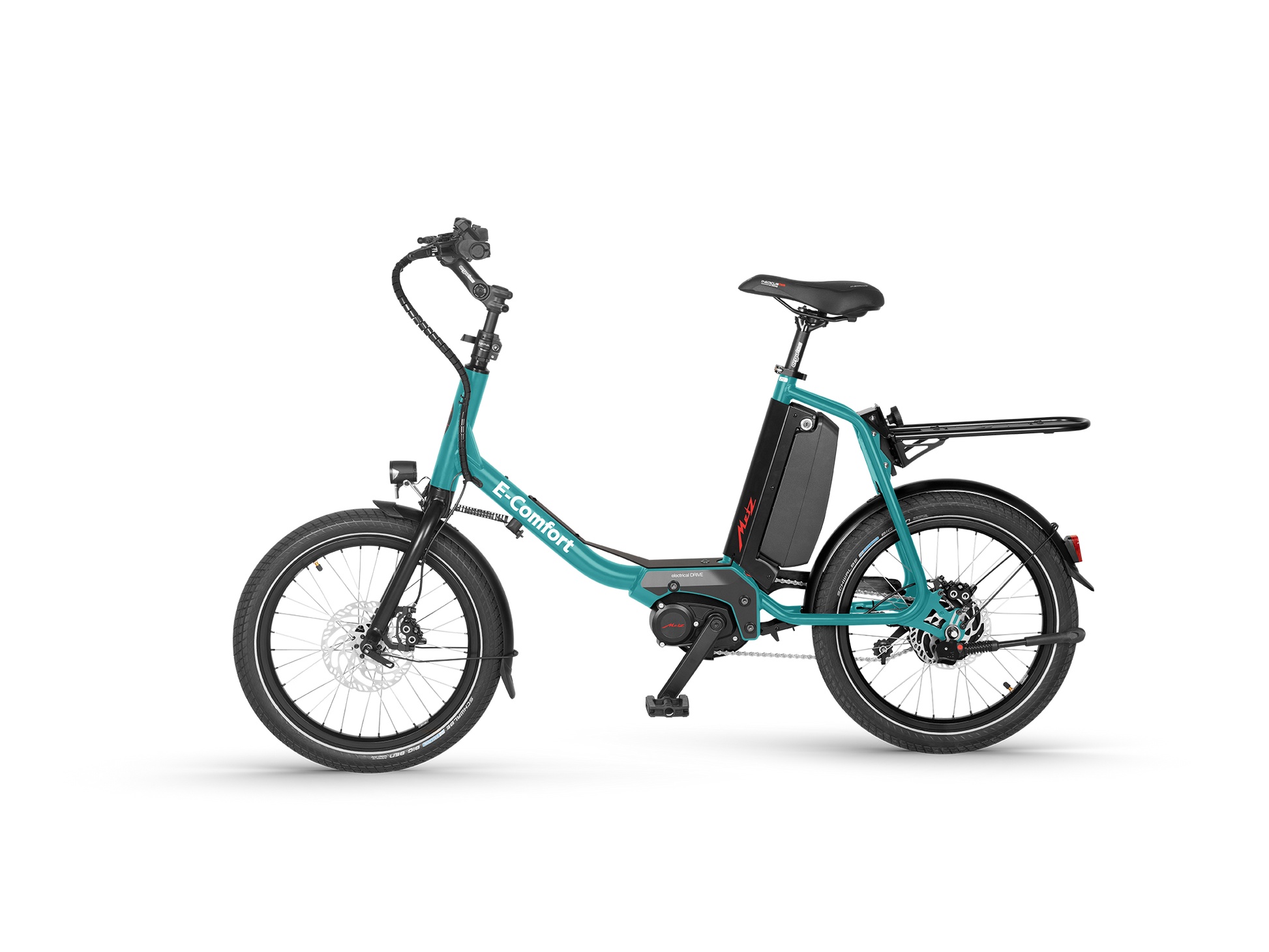 E-Comfort türkis mit Gepäckträger