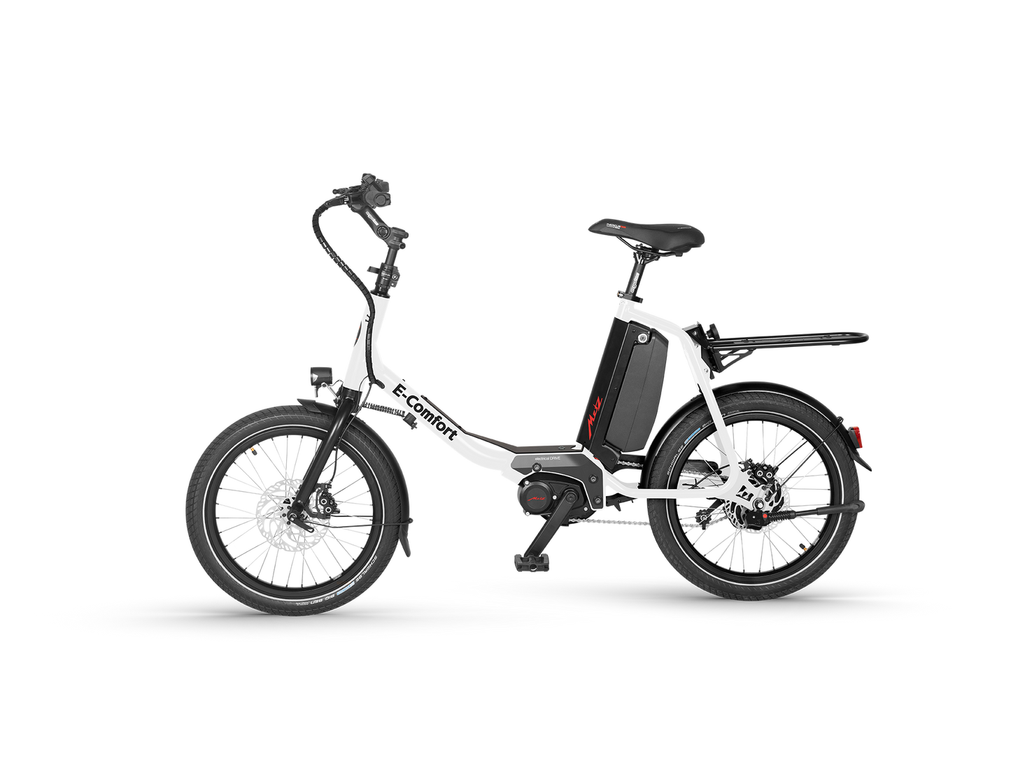 E-Comfort weiß mit Gepäckträger